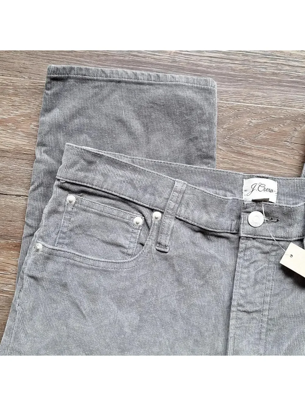 NWT J.Crew Gray Corduroy Vintage Slim Straight Pant Size 31